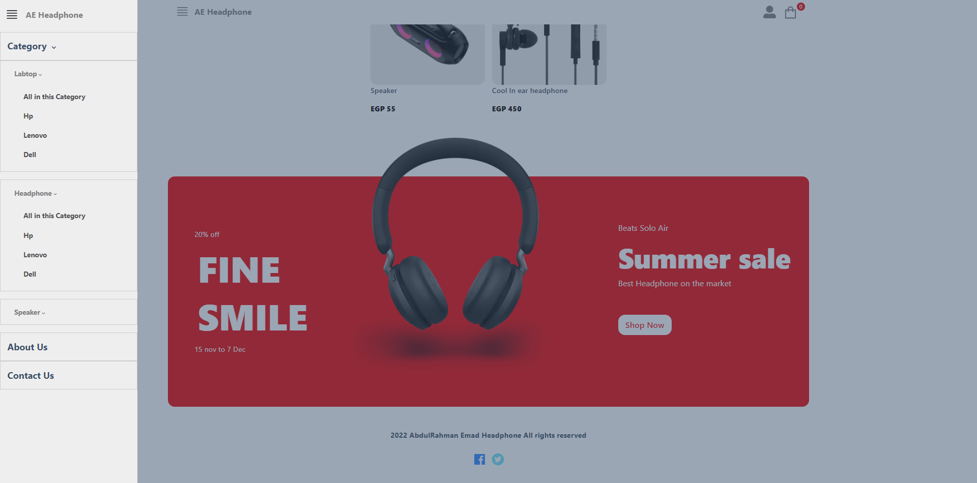 e-commerce side bar