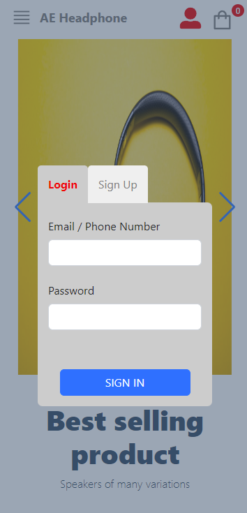 e-commerce on mobile login